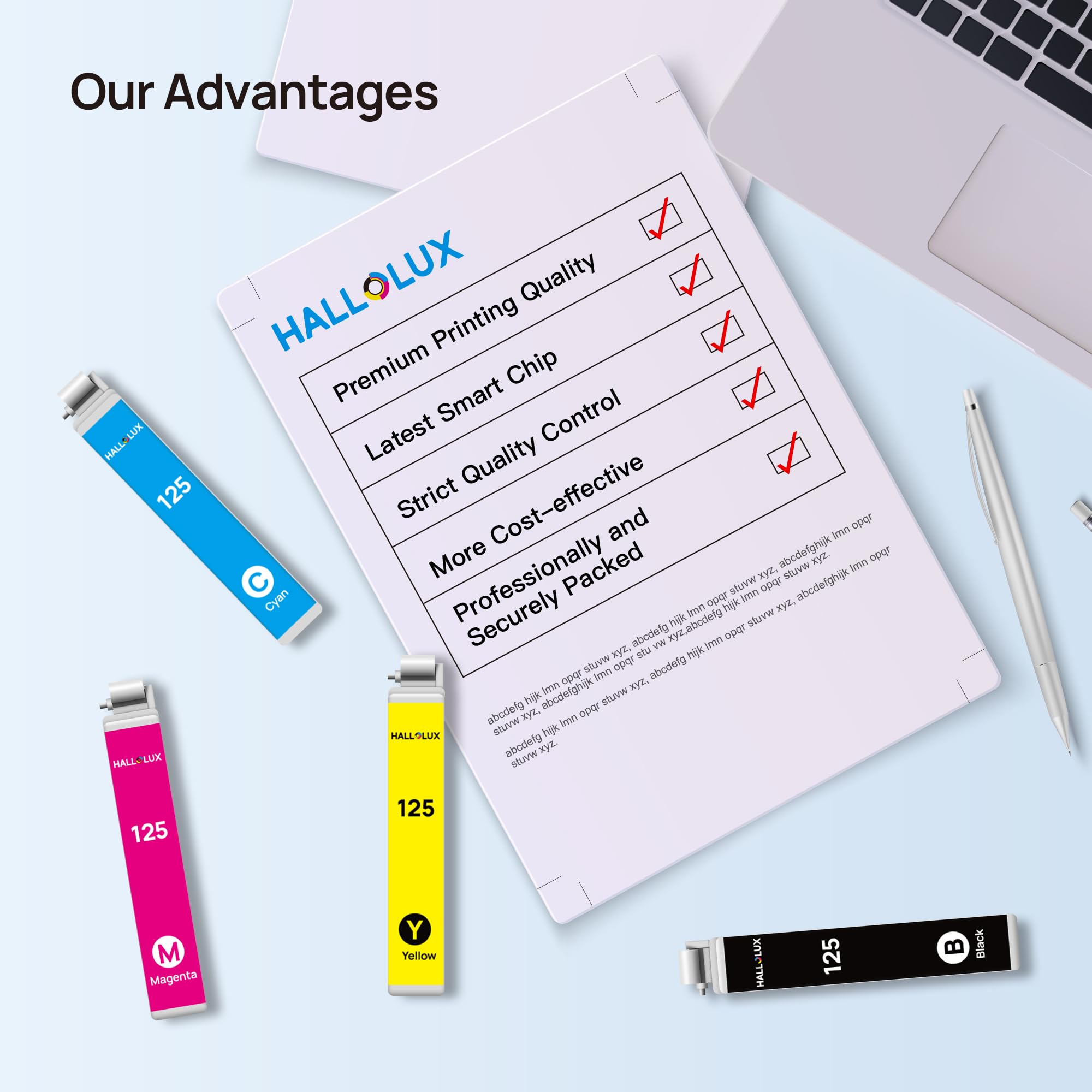 125XL Ink Cartridges Value Pack 5 Pack Remanufactured for 125 Ink 125 XL T125 to use with NX420 NX125 NX127 NX130 NX230 NX530 NX625 Workforce 320 323 325 520 Printer (2 Black, Cyan, Magenta, Yellow)