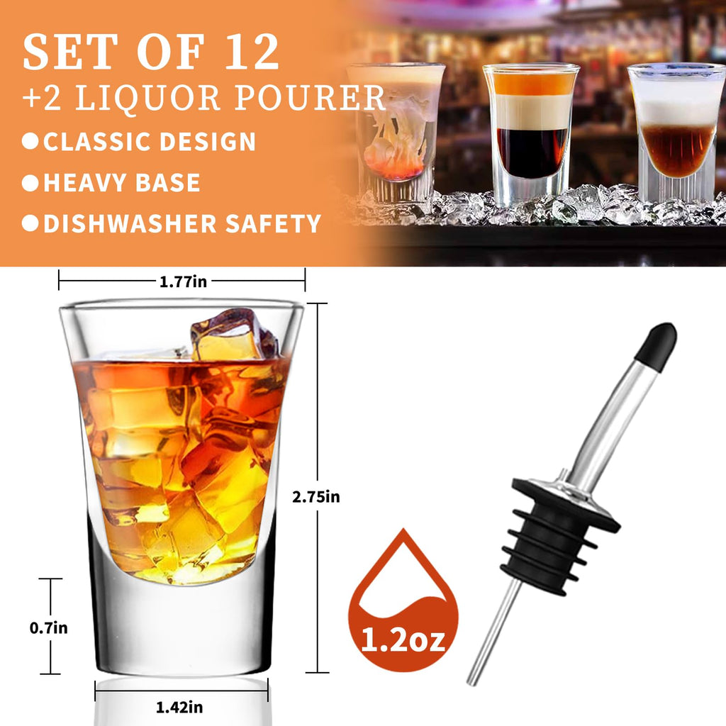 35ml Shot Glasses Set of 12 Clear Shot Glass in Bulk1.2oz Small Glass Cup for Tequila Vodka Liqueurs Whiskey Espressos