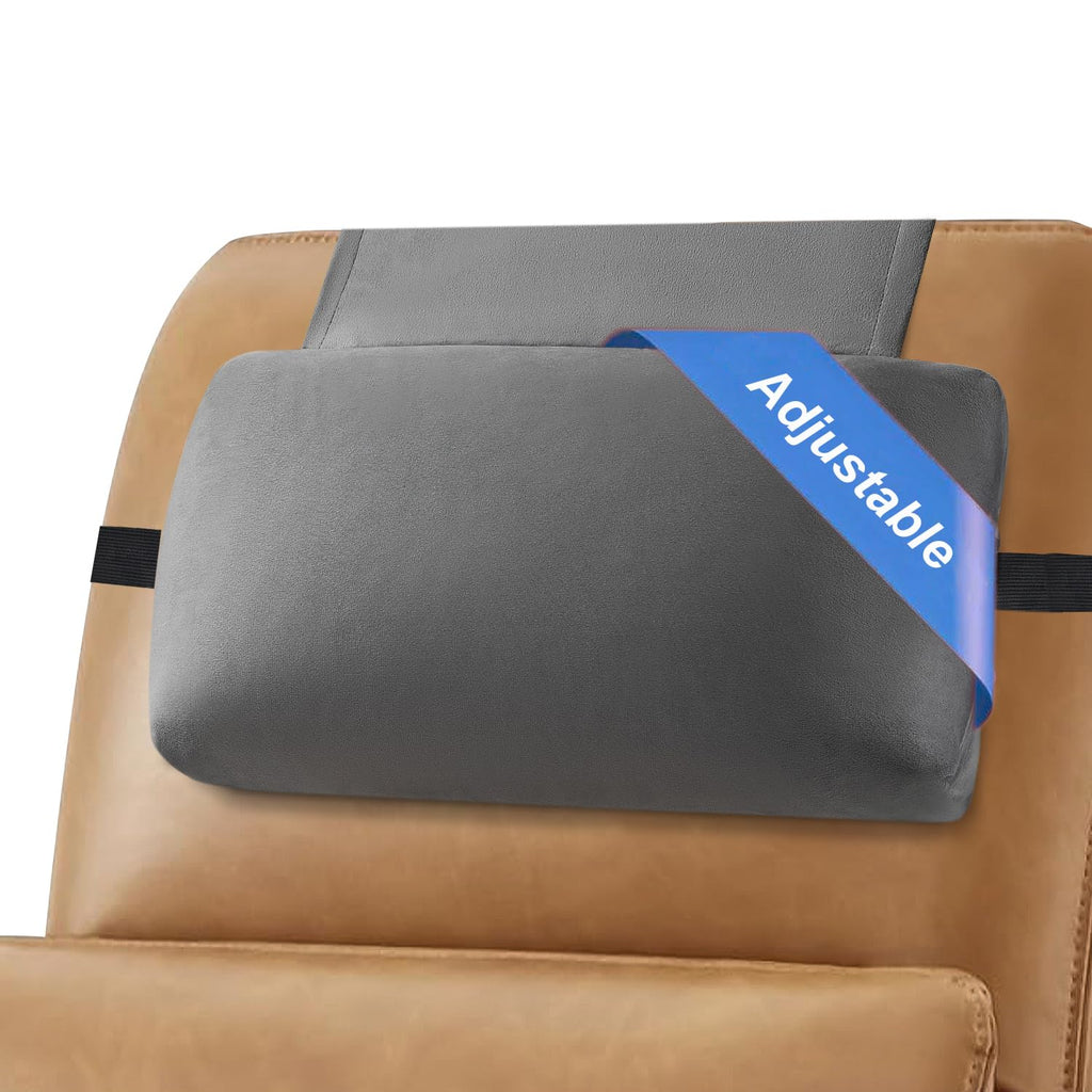 Head Recliner Pillow Adjustable Shredded Memory Foam Headrest Pillow for Recliners,Non-Slip Velvet Cushion Support Pillow for Travel Home Recliner Sofa Armchair with Zipper Cover