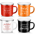 4 Pcs 12 oz Inspirational Enamel Coffee Mug Gift Thank You Gifts Motivational Camping Coffee Mugs Drinking Cup Employee Appreciation Gifts for Volunteer Staff Coworker Team Teacher Nurse Favors