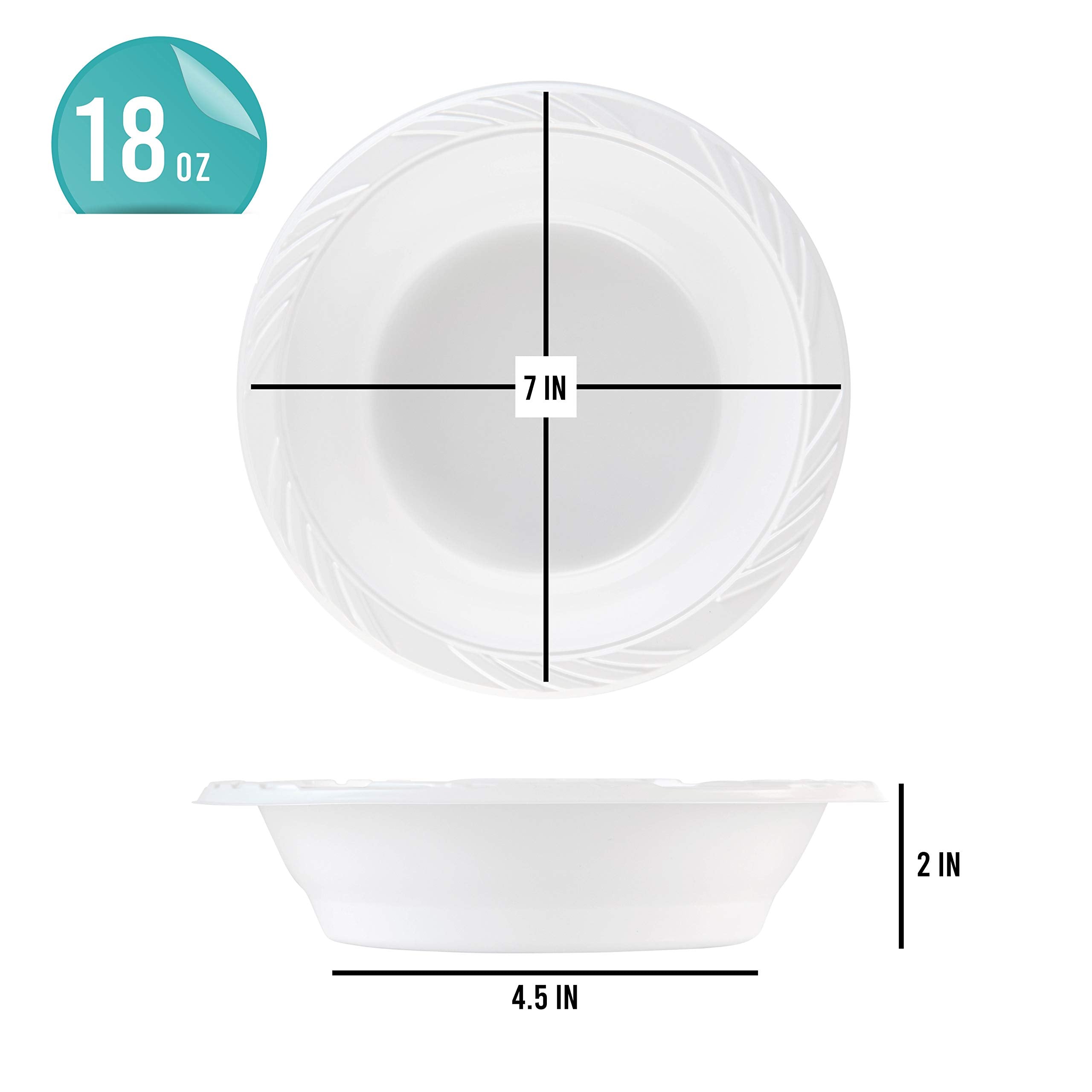 100 Count Disposable 18 ounce White Plastic Soup Bowls