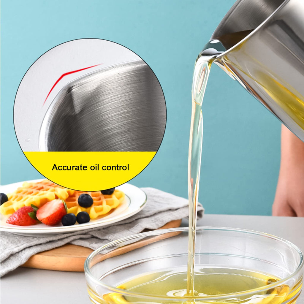 1.3L Oil Strainer Pot, Stainless Steel Bacon Grease Container with Strainer & Lid, Silver Cooking Oil Storage Can Container, Kitchen Oil Fat Storage Fat Tank Pot for Frying Oil and Cooking Grease