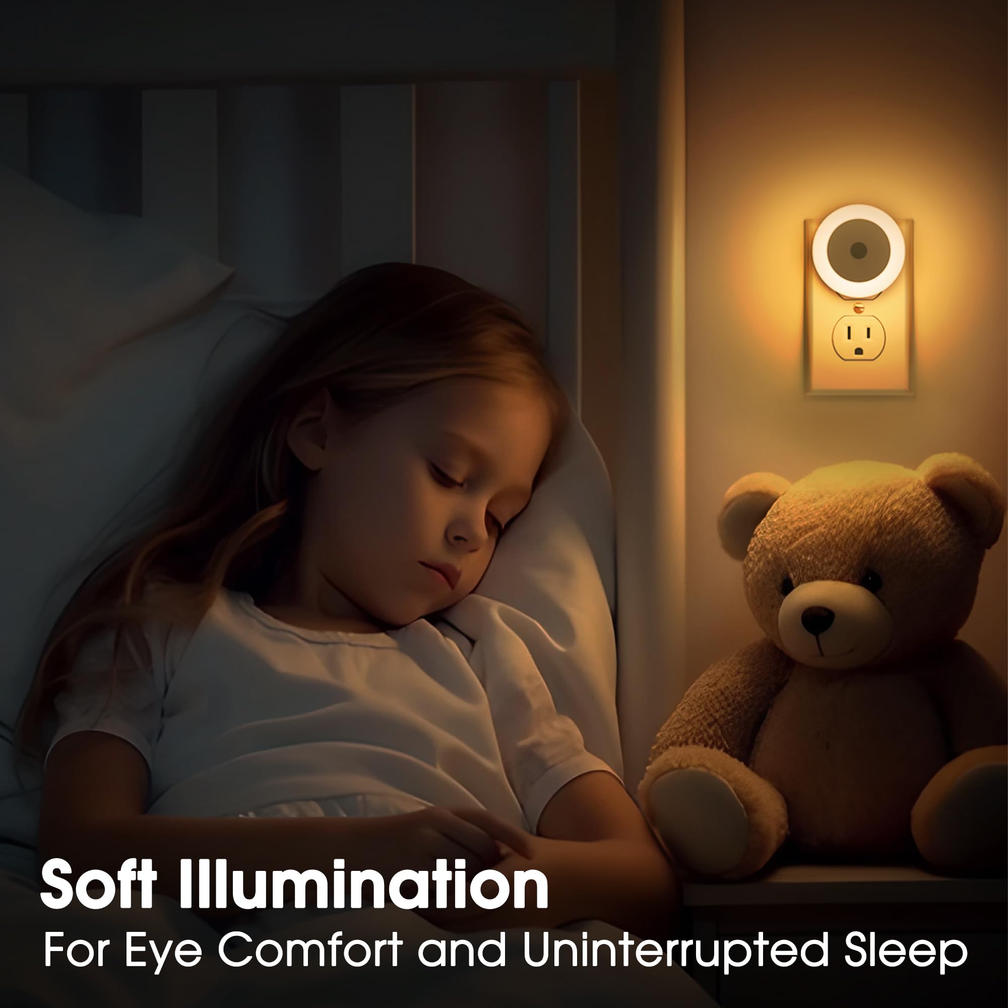 Briignite Night Light, Plug into Wall [2Pack] with Light Sensors, LED Night Light for Kids Room, Baby, Bathroom Night Light, Stair, Hallway Light, Warm White