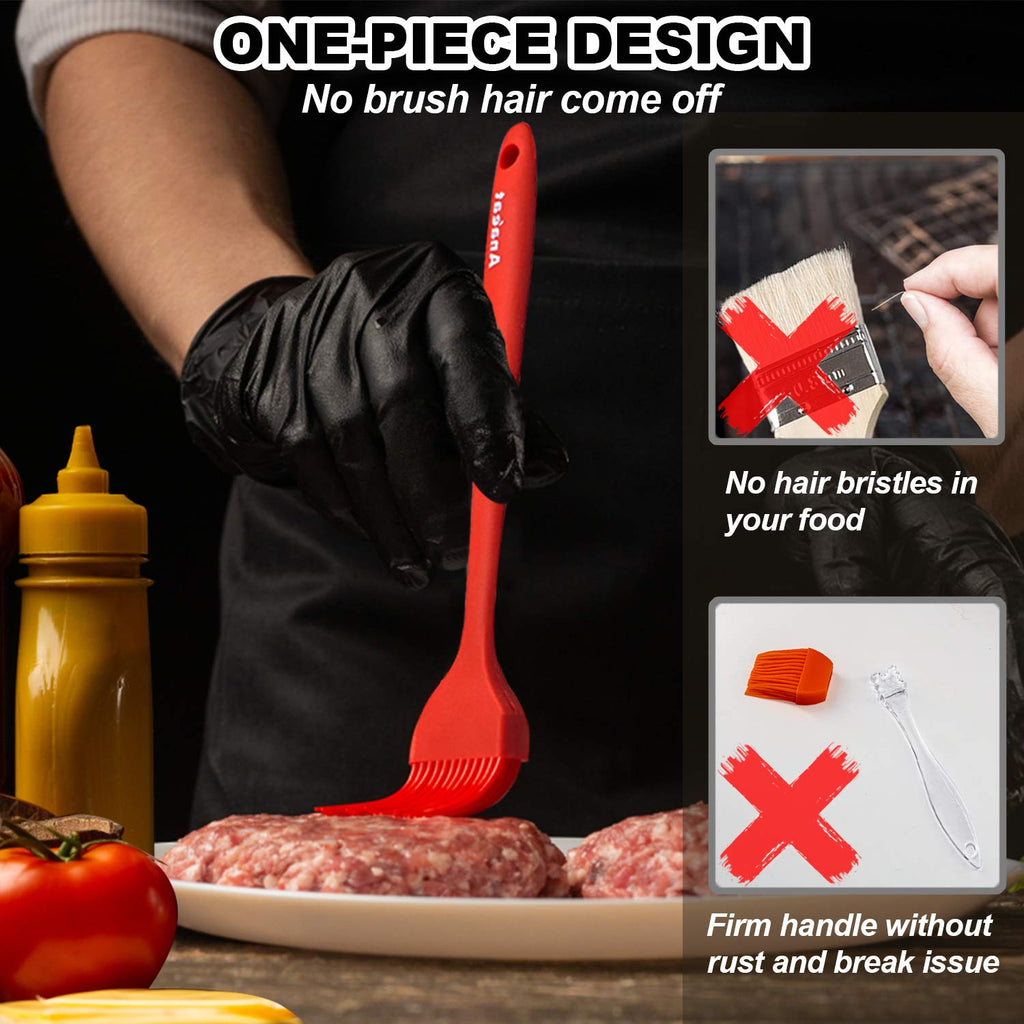 Anaeat High Heat Resistant Silicone Basting Pastry Brush Set of 5 - Hygienic One-Piece Design Spread Oil Butter for BBQ Grill Barbecue Baking Kitchen Cooking - BPA Free & Dishwasher Safe (10"+8")