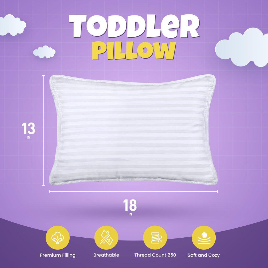 Utopia Bedding Toddler Pillow (White, 2 Pack), 13x18 Toddler Pillows for Sleeping, Soft and Breathable Cotton Blend Shell, Polyester Filling, Small Kids Pillow Perfect for Toddler Bed and Travel