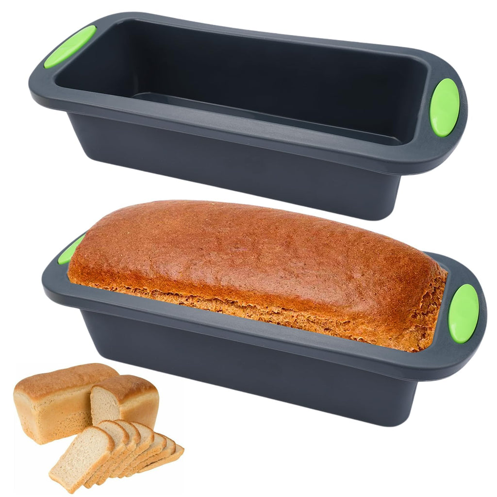 Pack of 2 Silicone Bread Loaf Pans, 28 x 12 x 6.5 cm Bread Baking Moulds, Non-Stick Bread Pans for Baking, BPA-Free, Cake Mould, Silicone Baking Mould for Cakes and Breads, Dark Grey