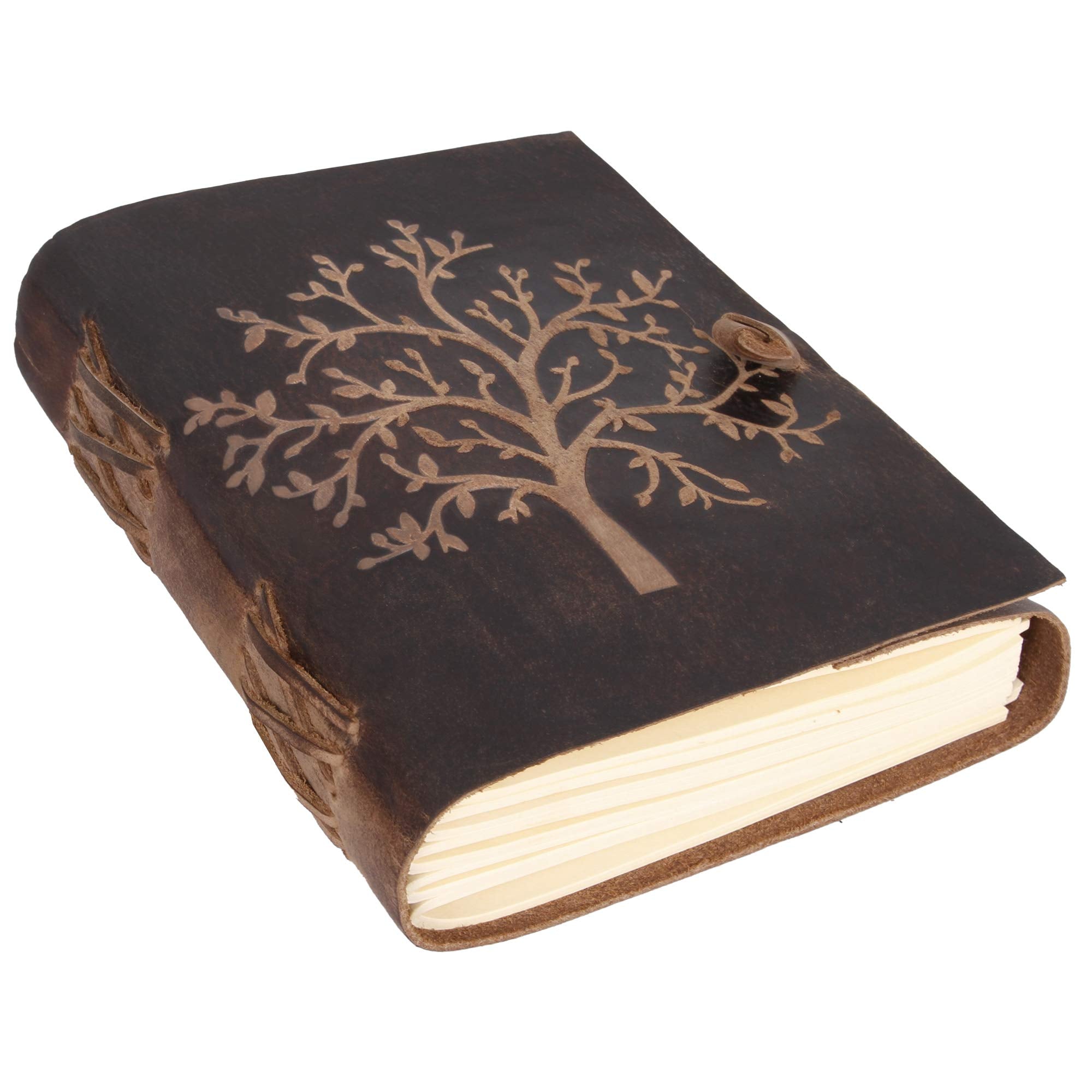 Leather Journal Lined Notebook - Embossed Tree of Life Journal for Women, 7 x 5 Inches Mens Diary Drawing Notebooks - 400 pages - Lined Paper College Ruled - Inspirational Gifts for Women by MOONSTER®