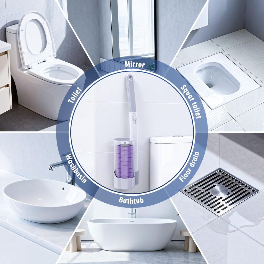 Disposable Toilet Brush,36pcs Wand Cleaner Refills,Wall Mounted Toilet Bowl Brush Holder Set Toilet Cleaning System for Bathroom Cleaning