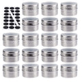 18 Pack Magnetic Spice Jars,Stainless Steel Storage Spice containers Include Labels and Pen,Clear Top Lid with Sift or Pour,Magnetic on Refrigerator and Grill-Easy to Install