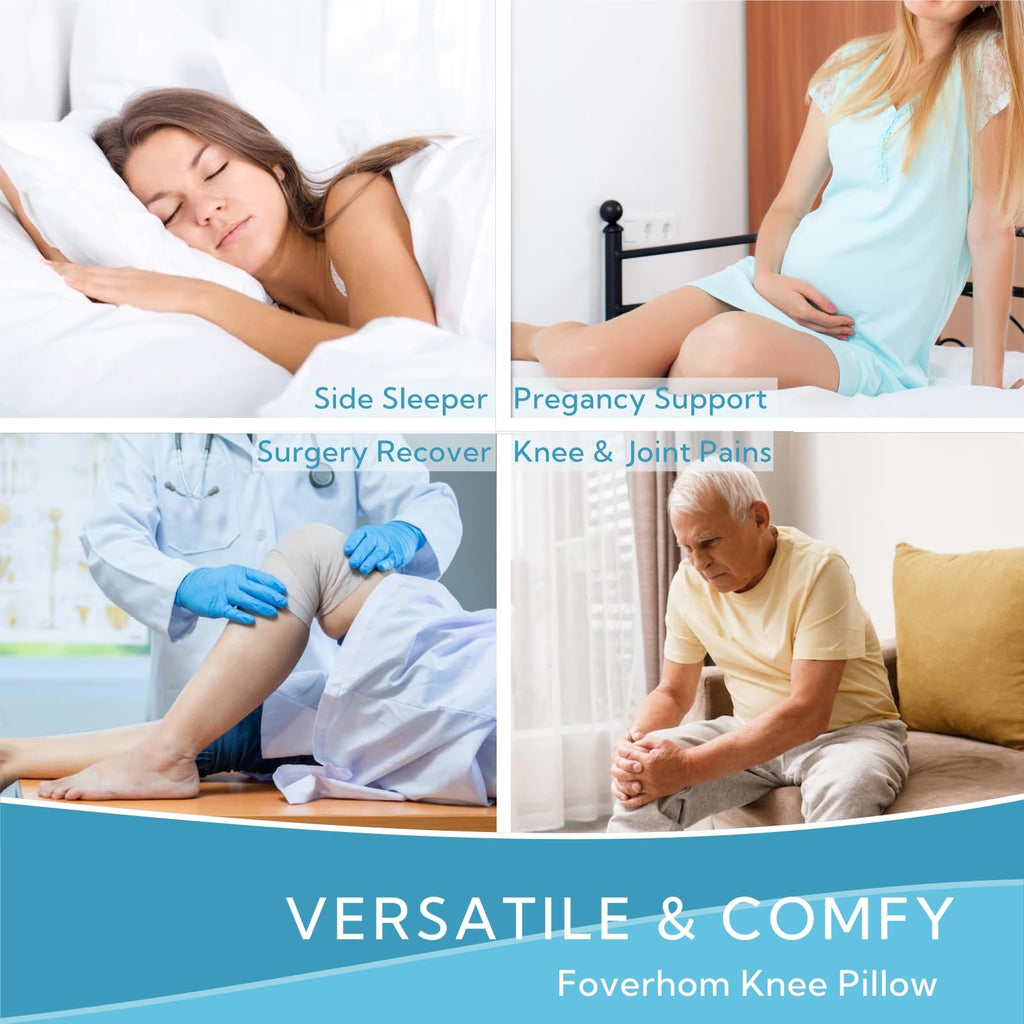 Foverhom Memory Foam Knee Pillow,Orthopedic Leg Pillow for Sciatica Relief,Back Pain, Pregnancy, Leg Pain, Hip Pain and Sciatica Relief