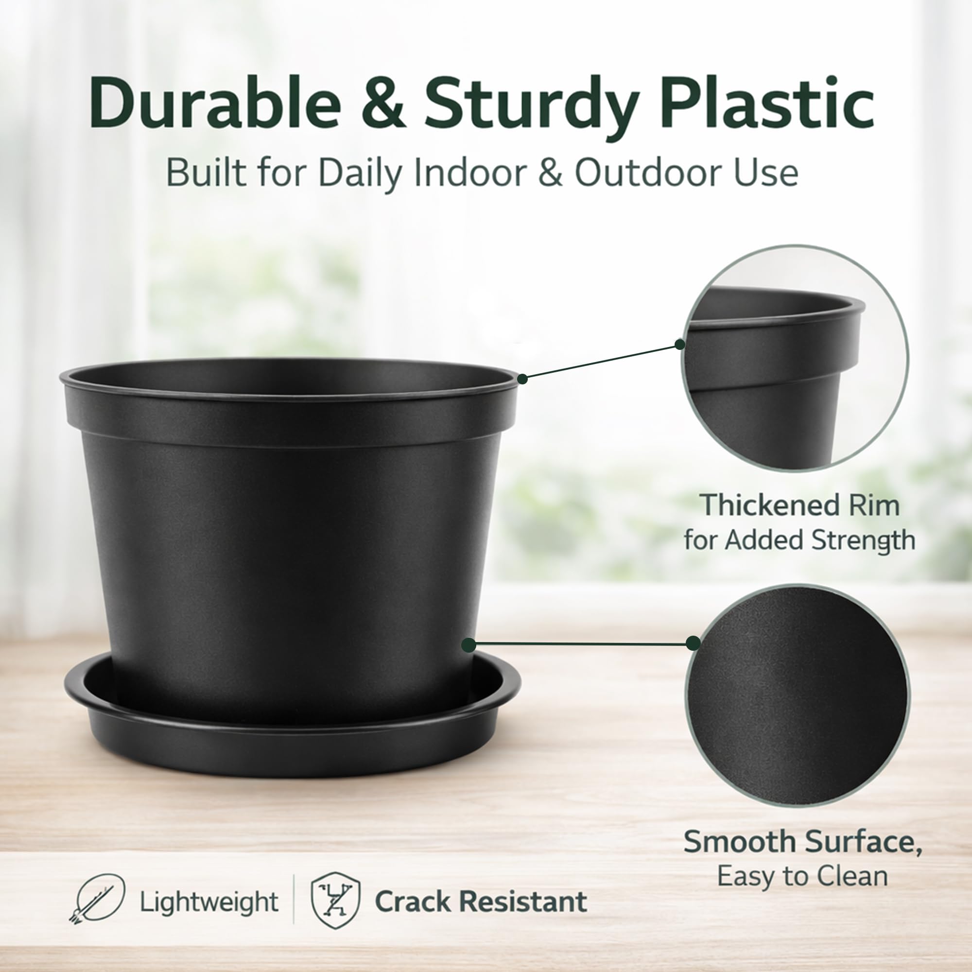 10 Pcs Plastic Pots for Plants, 5 Inch Small Plant Pots Indoor, Decorative Plant Pots with Drainage Holes and Tray, Small Flower Pots for All Home Garden Flowers Succulents