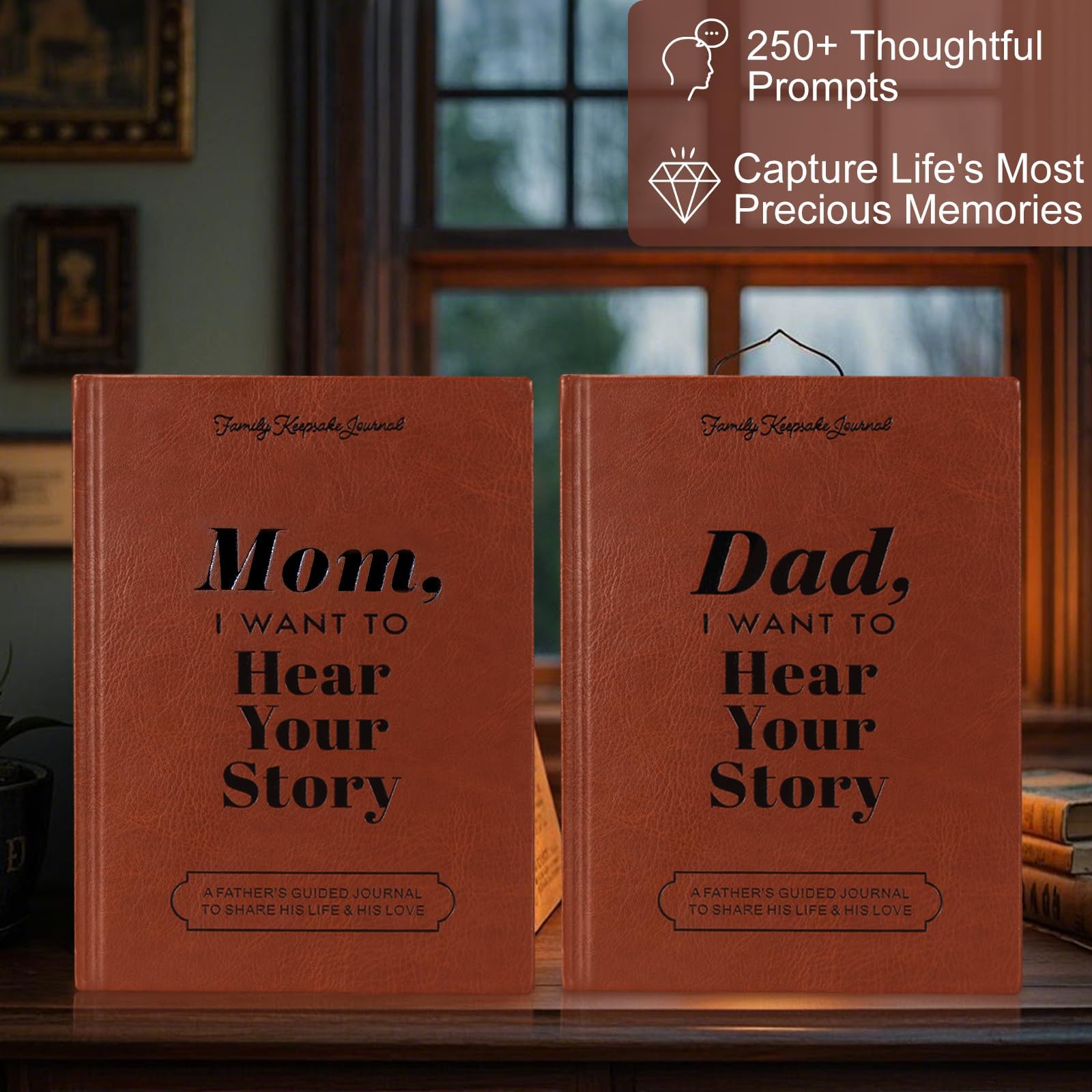Mom, Dad, I Want to Hear Your Story, a Precious Parent Gift. Premium Leather-Bound, Durable Hardback, More Than a Journal, a Timeless Keepsake Preserving Their Stories for Years