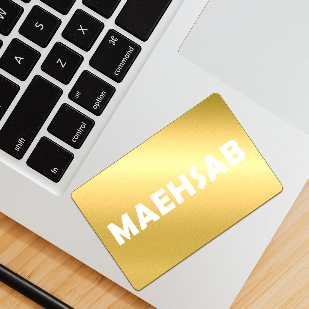 MaehSab 100 Pcs Gold Aluminum Business Cards, DIY Metal Name Cards, 3.4 x 2.1 Inch