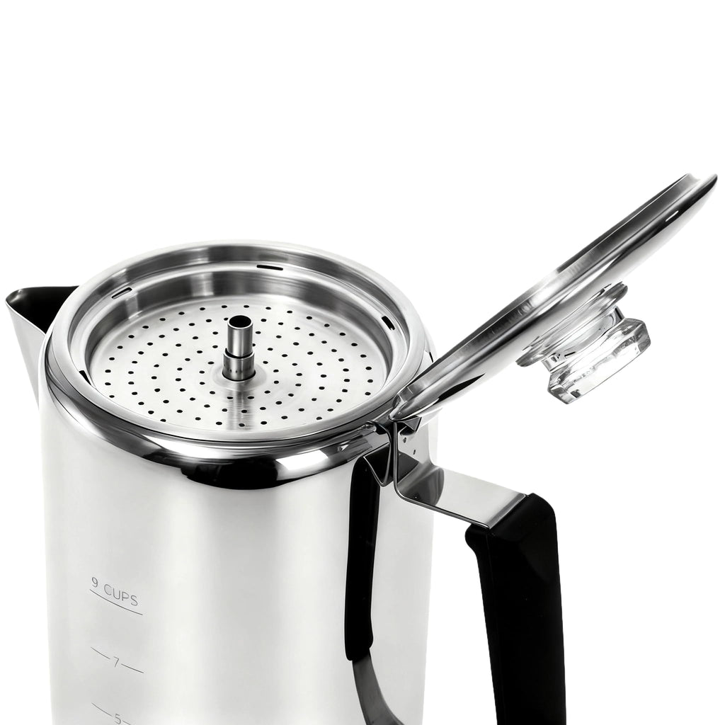 Cididu Coffee Percolator 9 Cup Camping Coffee Pot, Coffee Pot Outdoors, Stainless Steel Stove Top Brew Coffee Maker on Fire, Ideal for Group Camping, Hiking, Backpacking, RV and Travel