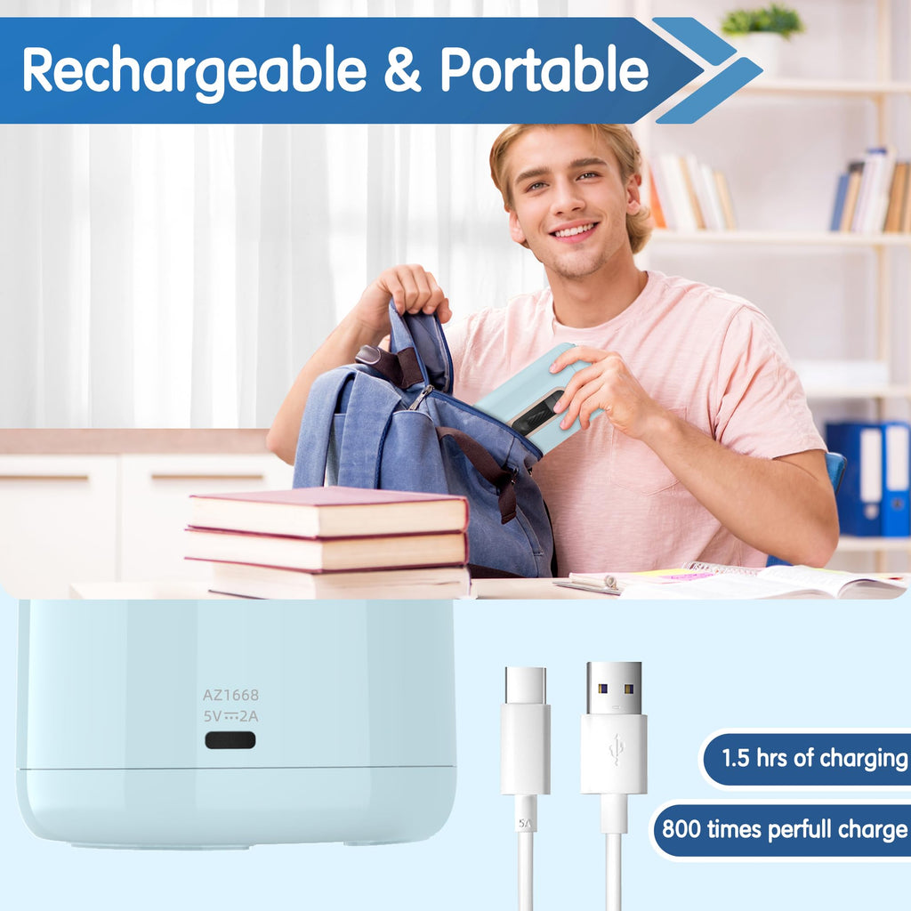 Deli Electric Pencil Sharpener, Fully Automatic Pencil Sharpener, Auto in & Out, Rechargeable Hands-Free Pencil Sharpener for 6.9-12mm, Home, Classroom, Battery Operated, Blue