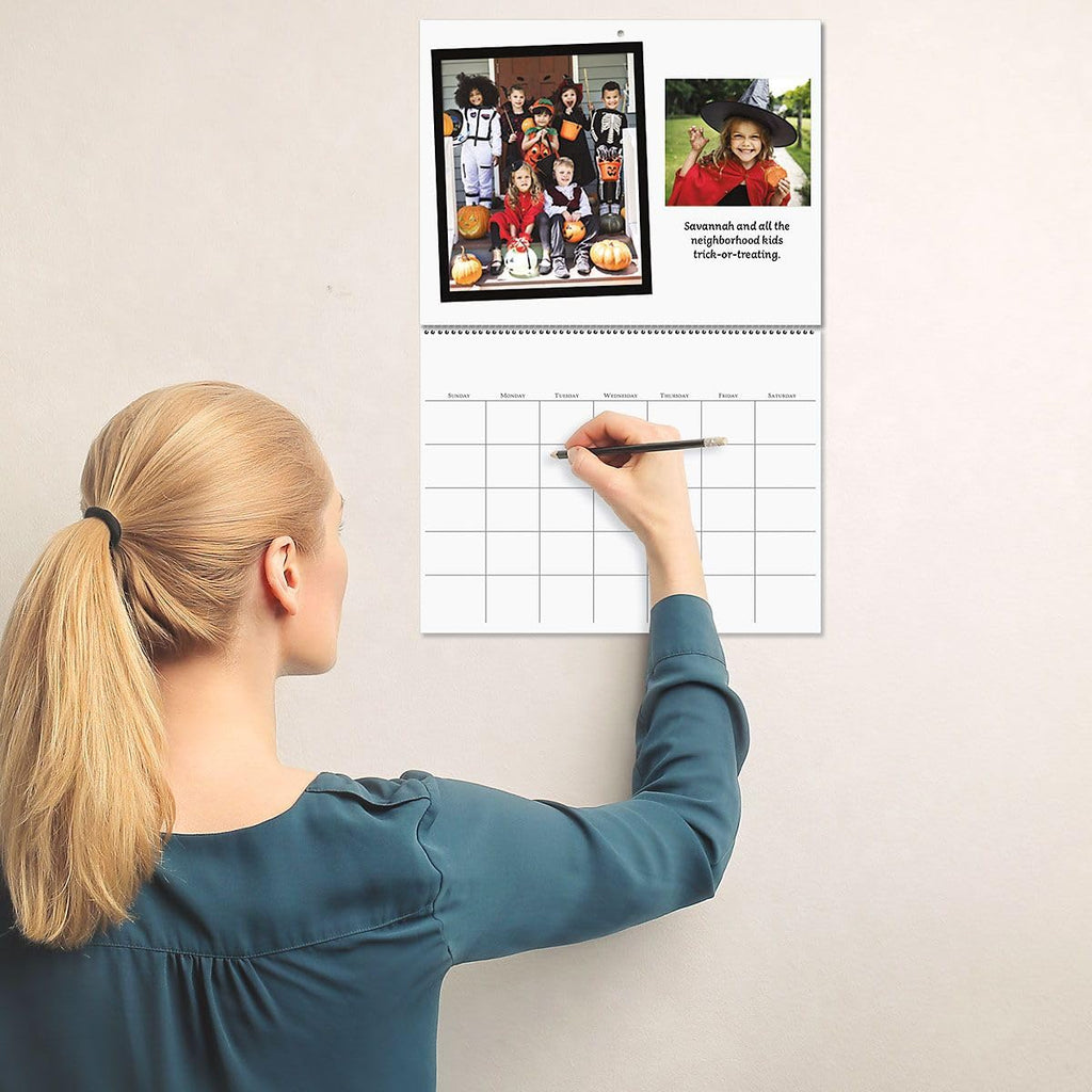 Blank Scrapbook Wall Calendar, Undated, 12-Inch x 9-Inch Size Closed, 18-Inch Size Open, Large Bookstore-Quality, DIY Spiral-Bound Hanging Monthly Calendar for Kitchen & Office, by Current