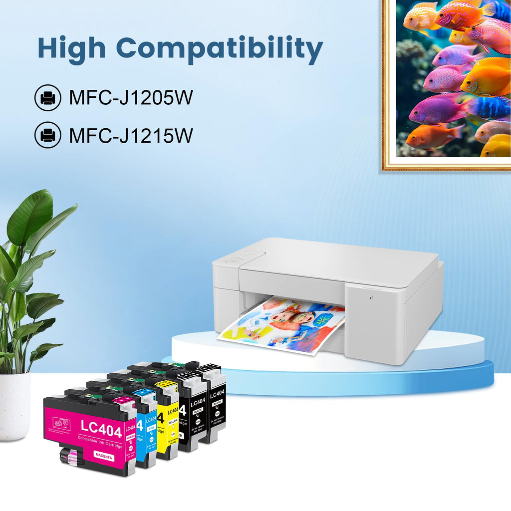 LC404 Ink Cartridges 5 Pack Replacement for Brother Ink Cartridges LC404 Compatible for Brother Printer MFC-J1205W J1215W, Ink LC 404 (2 Black/1 Cyan/1 Magenta/1 Yellow)