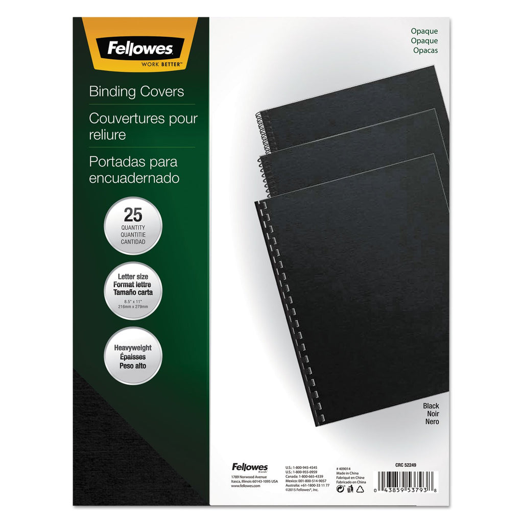 Fellowes Futura Presentation Covers, Letter, 25 Pack (Black), 5224901