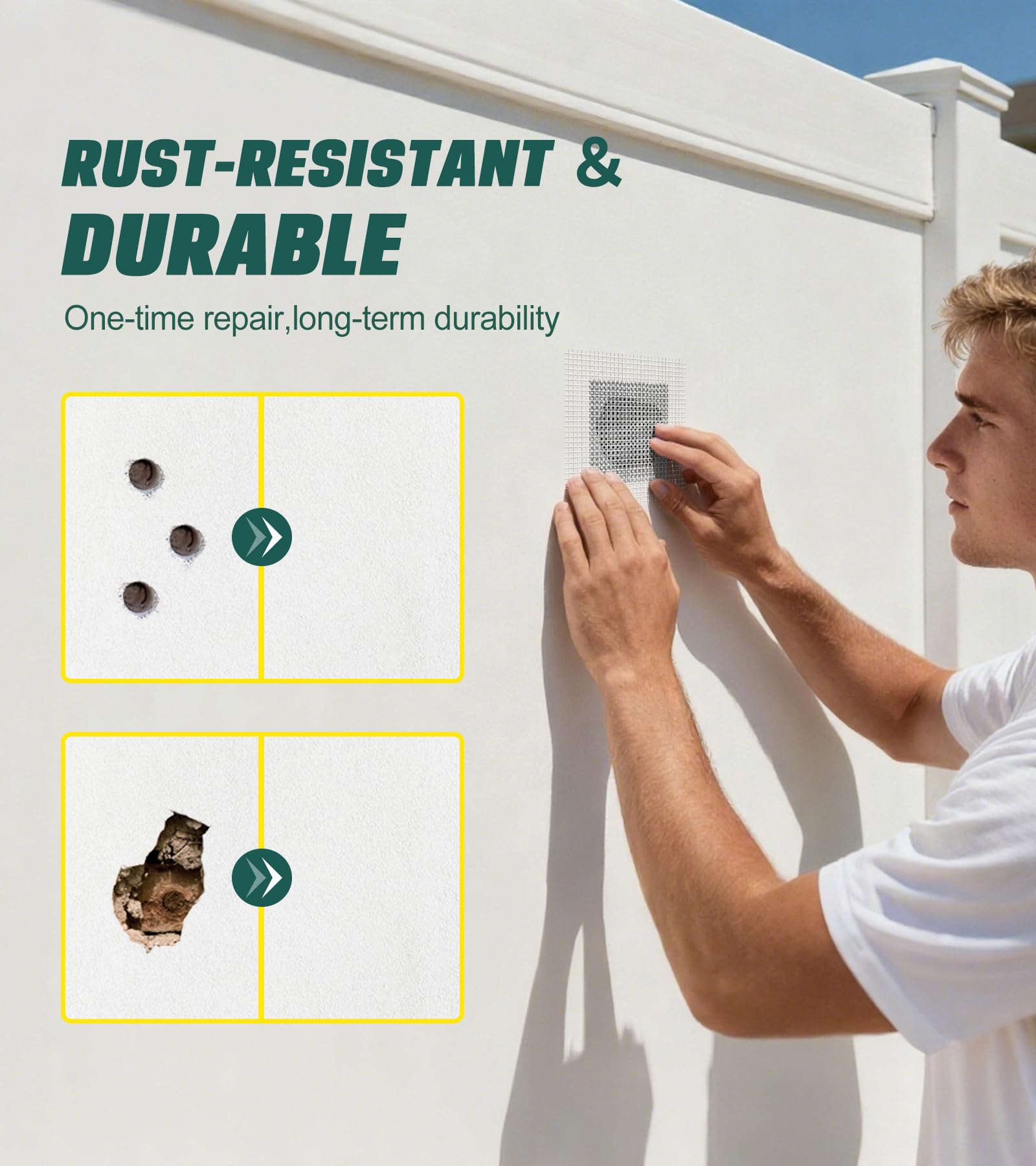 20 Pcs Drywall Repair Patch Kit,4 Wall Patch Sizes(2/4/6/8 Inch) with Scraper, Sandpaper for Damaged Ceiling,Quickly Repair Damaged Wall Ceilings, DIY Repair Unsightly Holes.