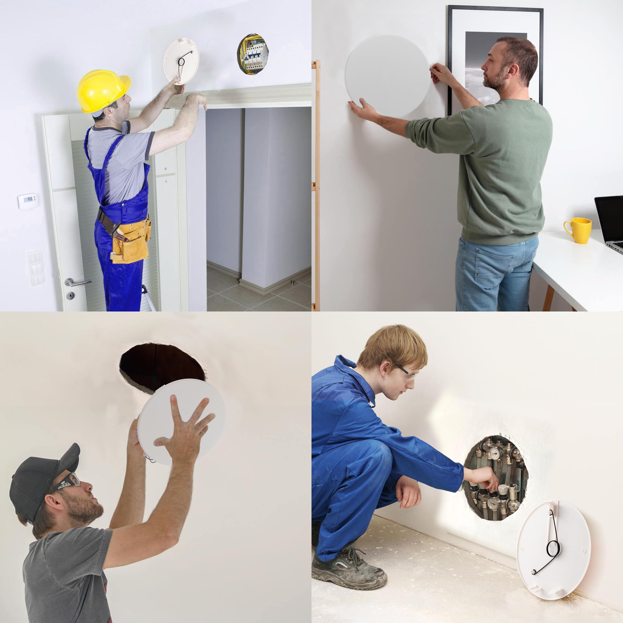 Easy-Exs 10" Round Access Panel for Ceiling and Wall - Adjustable from 6 to 9 inches - Ceiling Hole Cover - For Electrical, Plumbing, Cables, HVAC, Speaker and LED Holes - Durable Plastic Panel