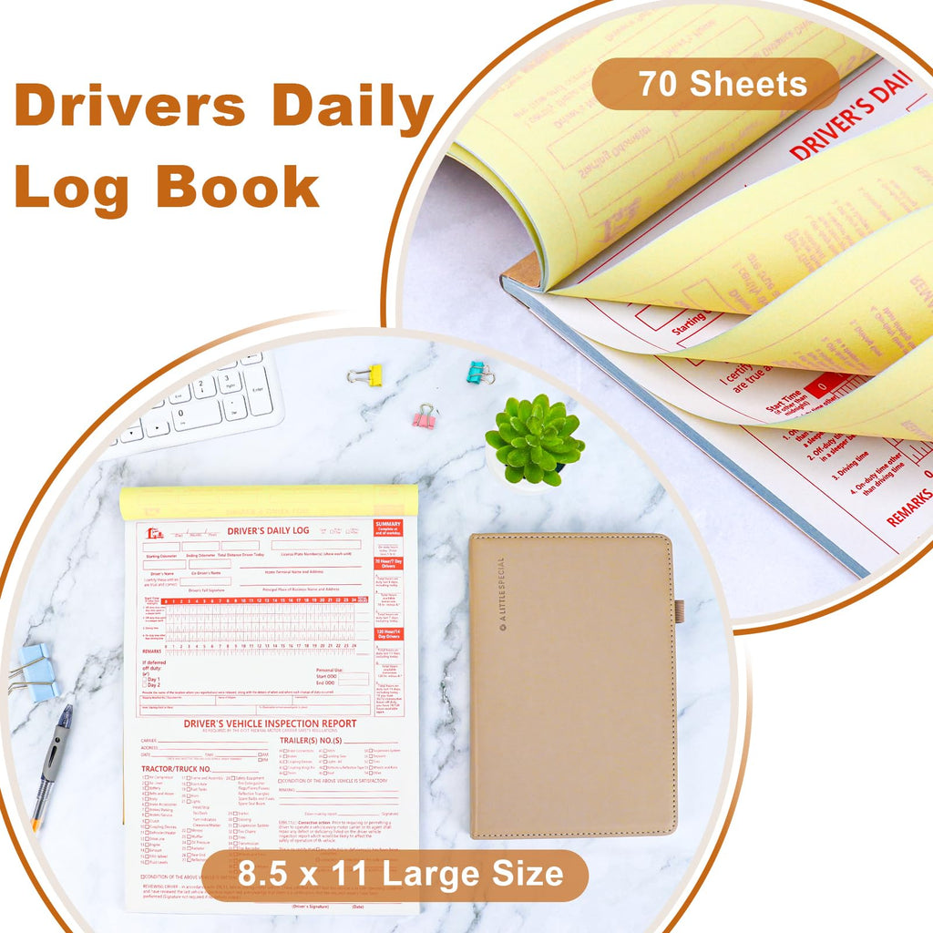 70 Sheets 2-in-1 Driver Vehicle Inspection Report Book 8.5x11 inch Drivers Daily Log Book Large Pretrip Checklist Notebook for Truck Driver