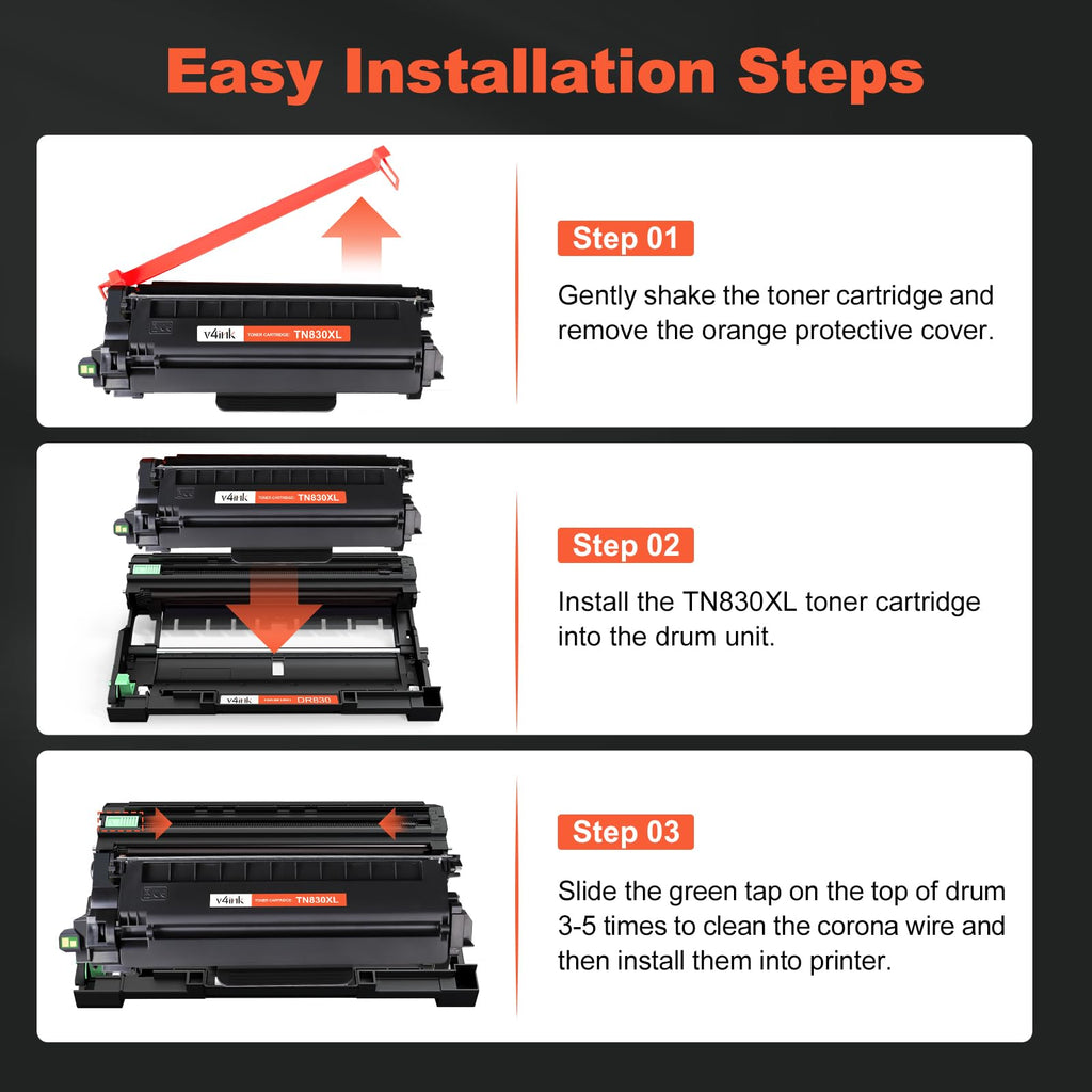TN830XL TN830 Toner Cartridge Compatible Brother HL-L2460DW DCP-L2640DW Toner Replacement for Brother 830XL High Yield Black Toner Use with HL-L2465DW HL-L2400D MFC-L2820DW HL-L2480DW Printer(2 Black)