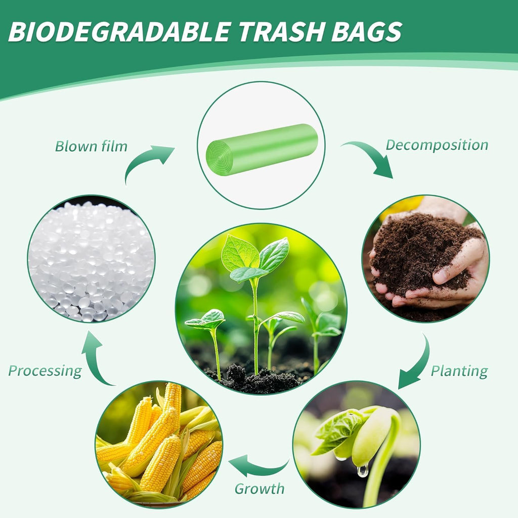 Kitchen Biodegradable Garbage Bags, 13 Gallon/50L Large Compost Bags for Green Bin, Recycling Bin Liners, Eco-friendly Compostable Trash Bags for Kitchen Food Waste (80 Count, Green)
