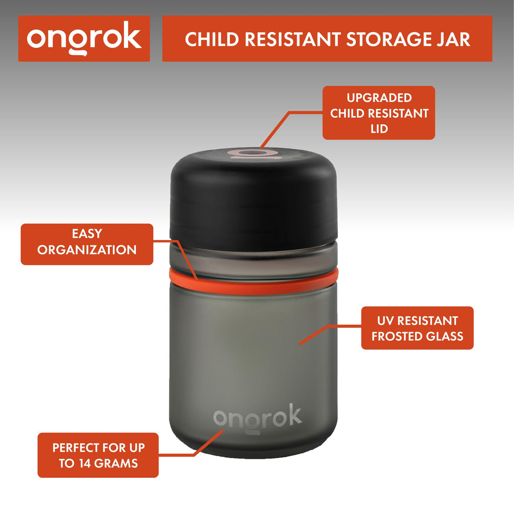 ONGROK Glass Storage Jar, 180ml (3 Pack) | Color-Coded Airtight Glass Containers, Jar to Store Goods with Care, Airtight and Child Resistant Lid