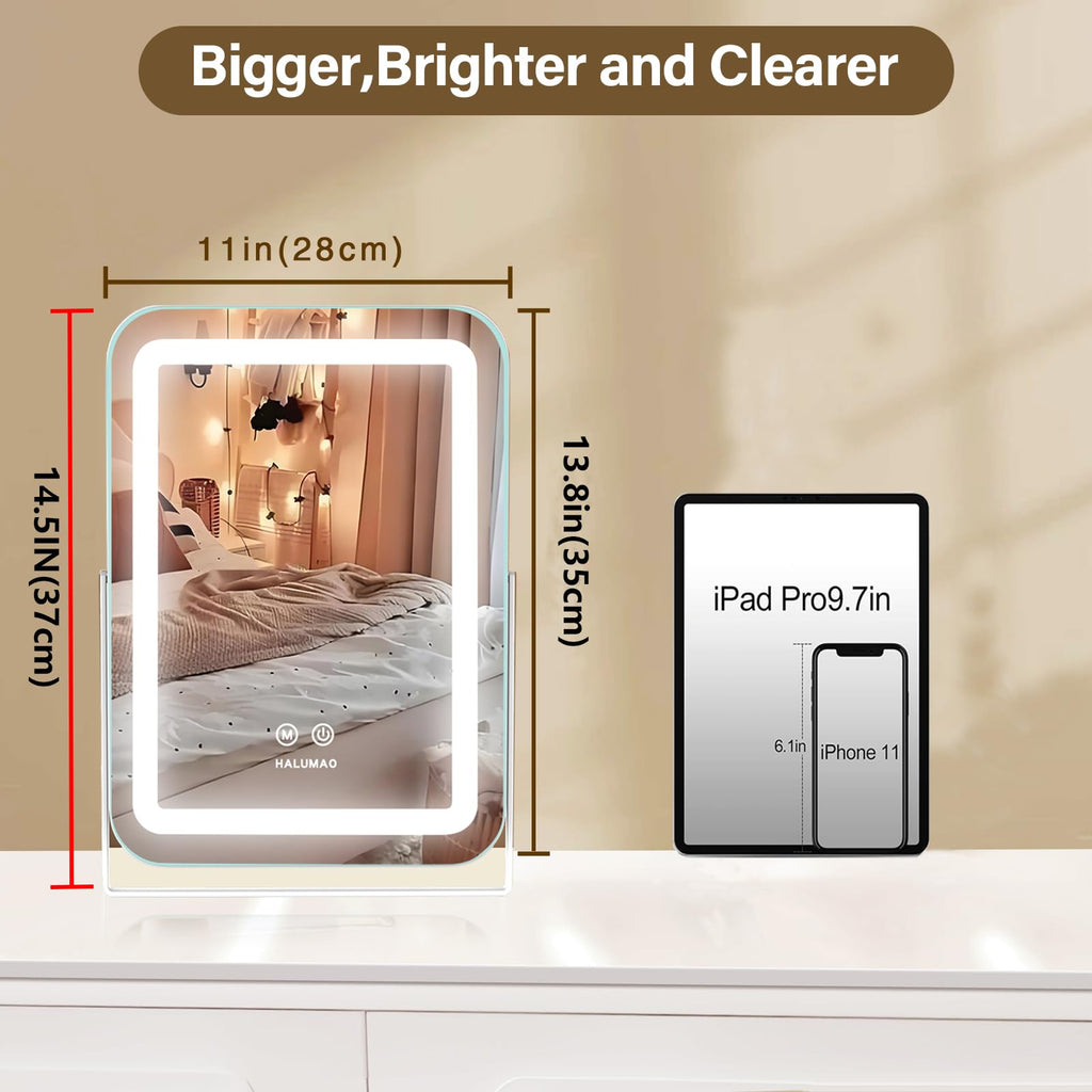 halumao Vanity Mirror with Light, Lighted Makeup Mirror with 3 Colour, Hollywood Mirror