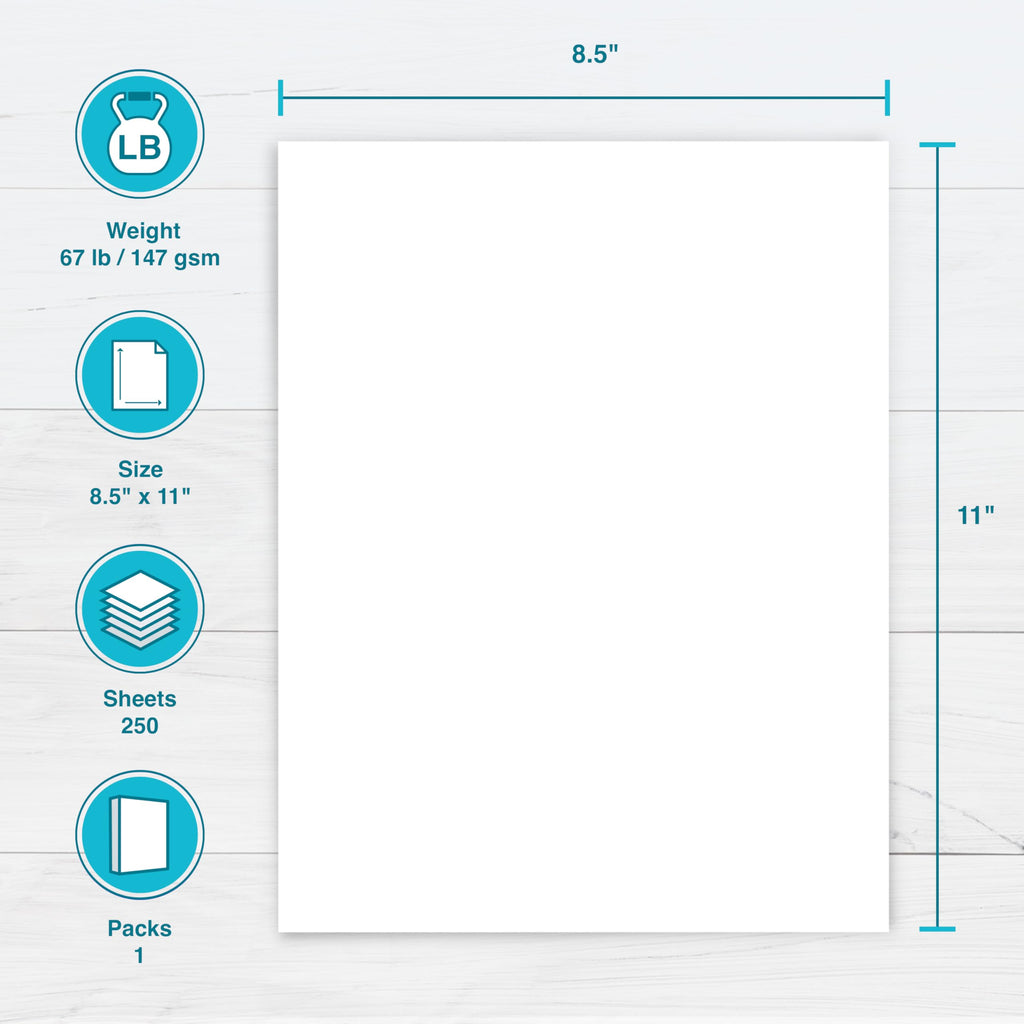 Printworks White Cardstock, Standard, 67 lb. Vellum, 92 Bright, 250 sheets, 8.5 x 11, For Office, Home & School Printing, Craft Projects (00564)