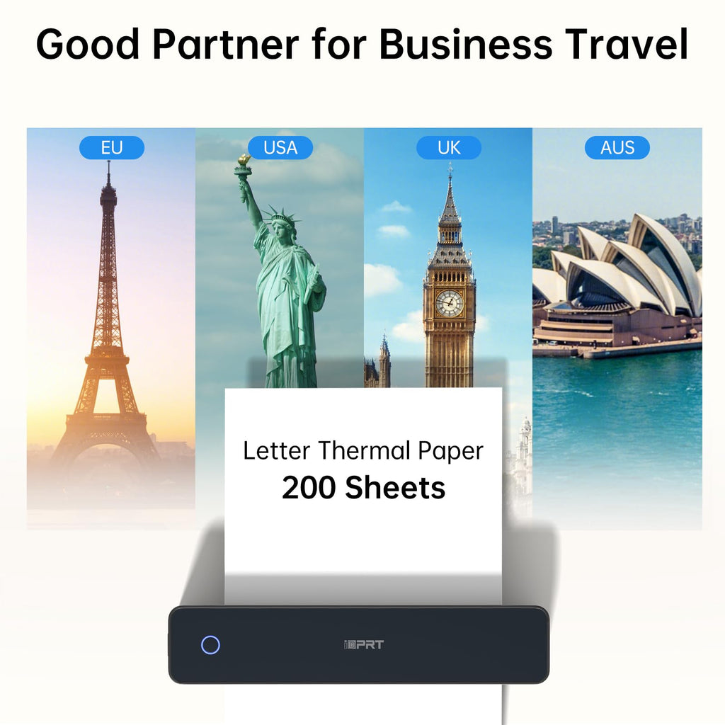 iDPRT Thermal Paper 8.5X11 200 Sheets US Letter for MT610 M08F M832 M834 M833 MT888 Portable Printer, Continuous File Printing Thermal Paper for iDPRT/HPRT/PRT and Other Document Portable Printers
