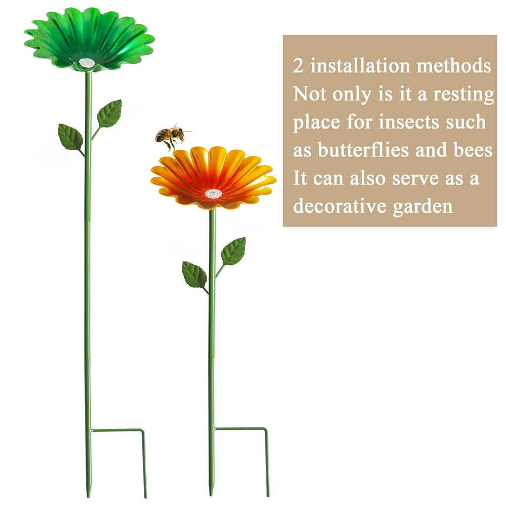 Bee Watering Station,4 Pack Metal Flower Bee Cups for Garden Thirsty Pollinators，Outdoor Garden Yard Patio Decor