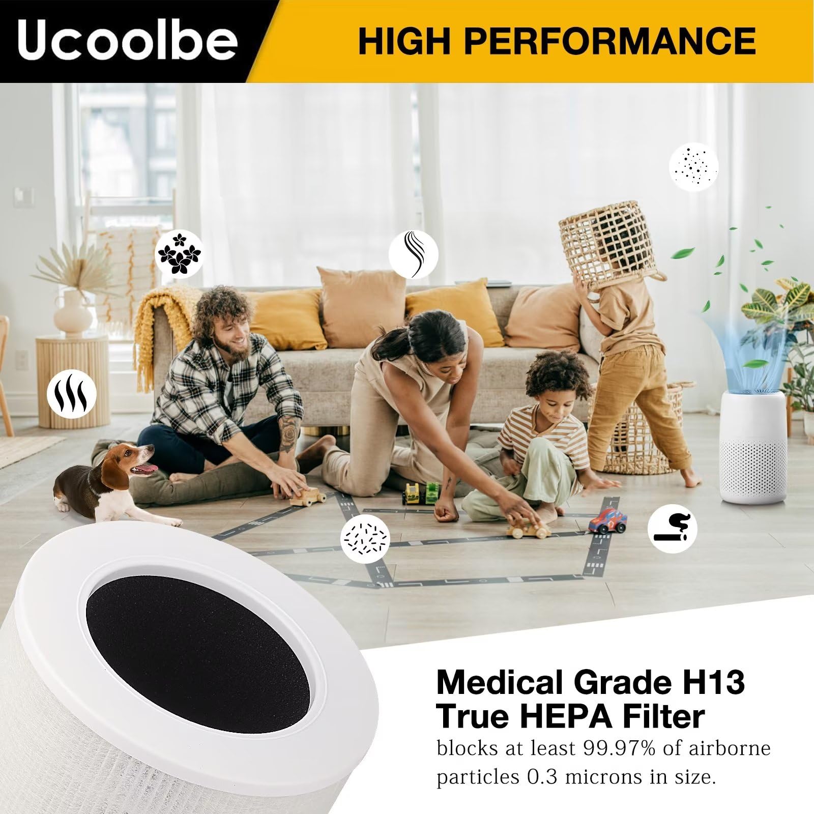 2-Pack Core Mini Replacement Filter for LEVOIT Core Mini Air Purifiers, H13 True HEPA Filter Replacement, 3-in-1 Premium High Efficiency Filter with 6 Fragrance Sponges, Part Core Mini-RF