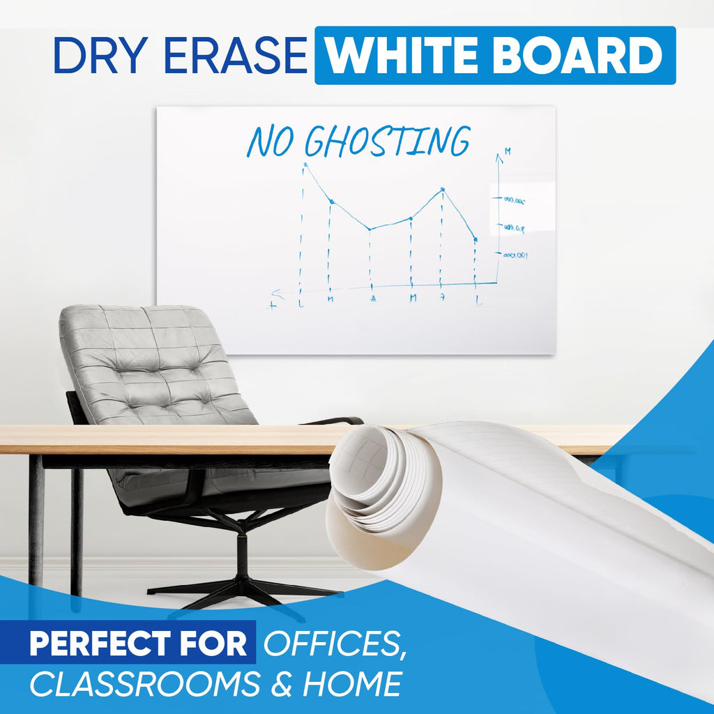 HeatPomelo Whiteboard Sticker for Wall, 120" x 17.3" (300x44 cm) No Ghosting Peel and Stick Dry Erase White Board Roll, Stain-Proof Self-Adhesive Whiteboard Paper Ideal for Home Office Classroom