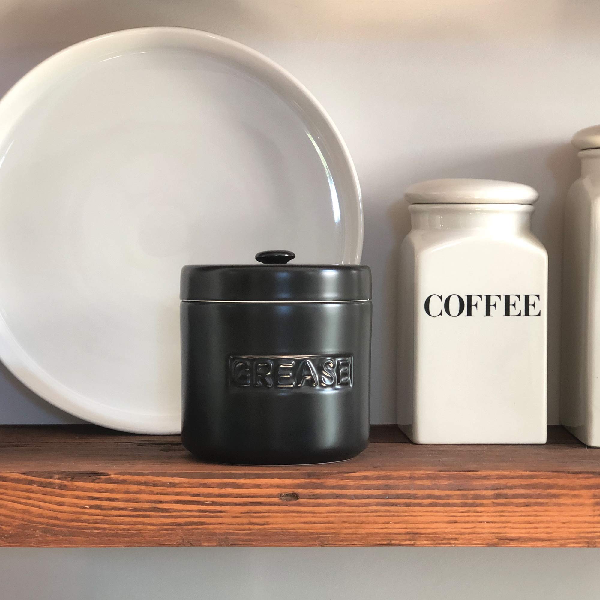 Fox Run 48764 Ceramic Grease Container 4-Cup Black