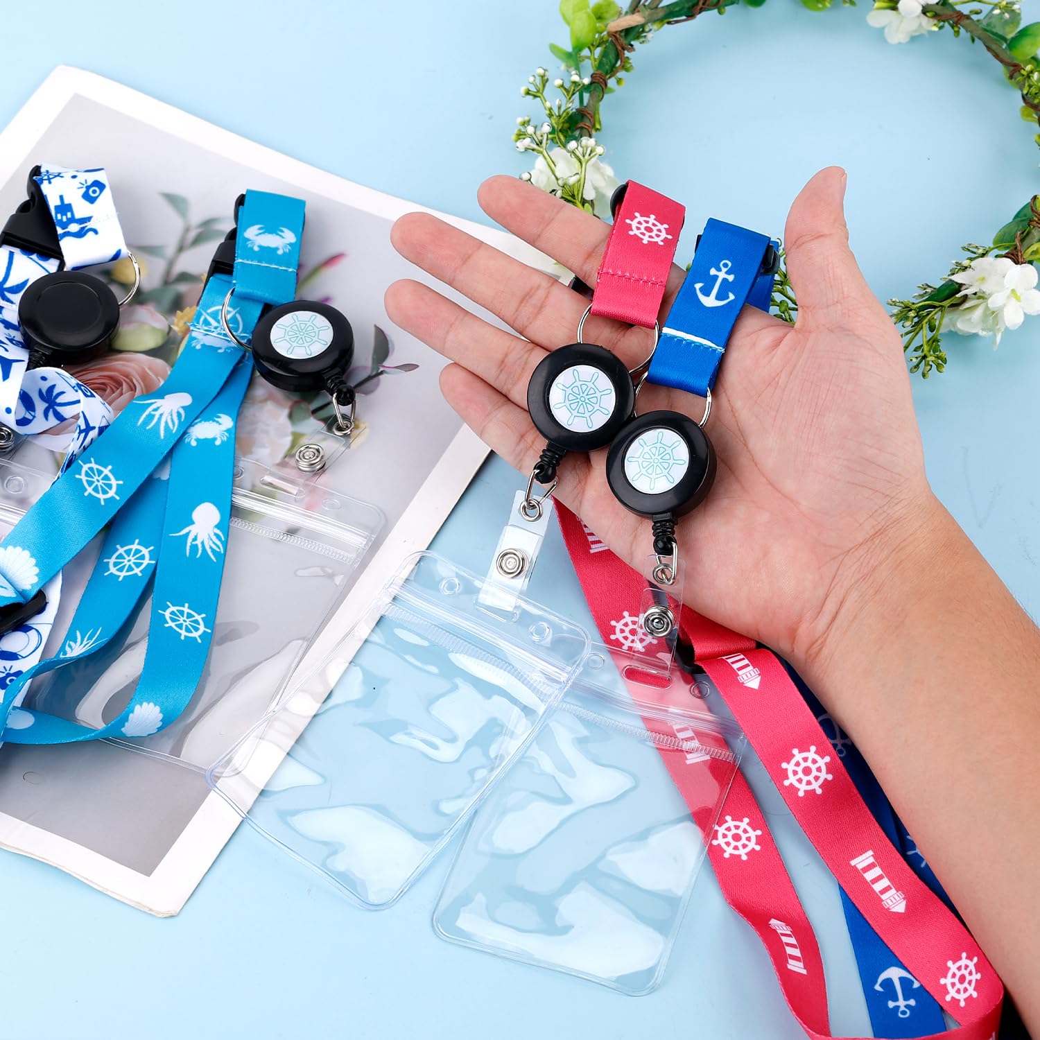Cruise Lanyard Set, 4pcs Adjustable Cruise Lanyard Retractable Cruise Ship Card Lanyard Waterproof Cruise Lanyard with ID Holder for Cruise Must-Have Accessories (4 Colors)