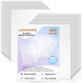 AKONEGE 200 Pack No Holes Sheet Protectors, 8.5 x 11 Inch Letter Size Paper Protectors, PVC-Free Polypropylene, Top Loading, Heavy-Duty, Crystal Clear View