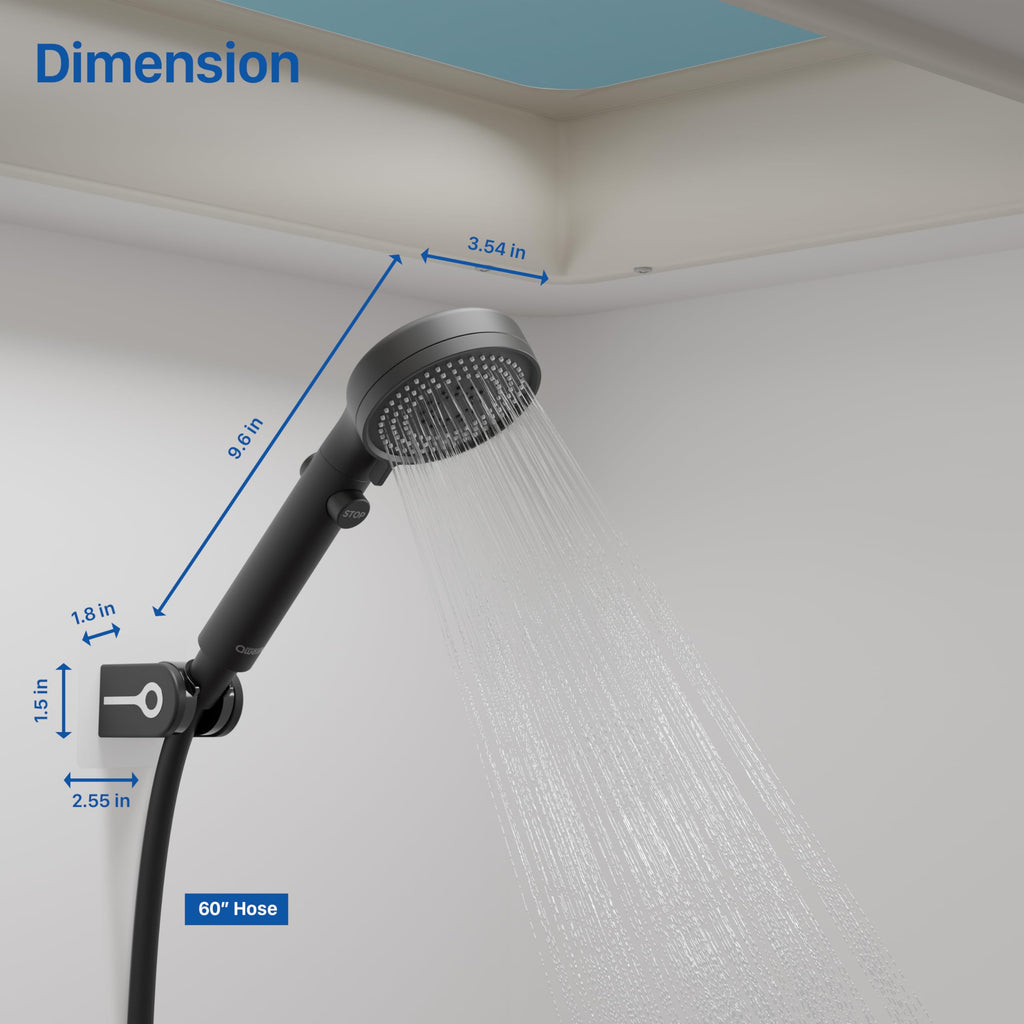 RV Shower Head with Hose, High Pressure Shower Head with Handheld On Off Switch, Travel Trailer, Motorhome and Boat and Camper Must Have RV Accessories Replacement Part, Matte Black