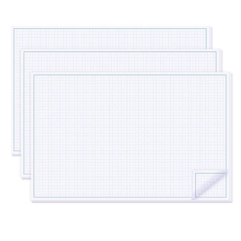 suituts 3 Pads 11X17 Inch Graph Paper, Large Grid Paper, Two Side Drafting Paper, Architect Graph Paper, Blueprint Paper(4 Squares Per Inch, 50 Sheets Each Pad)