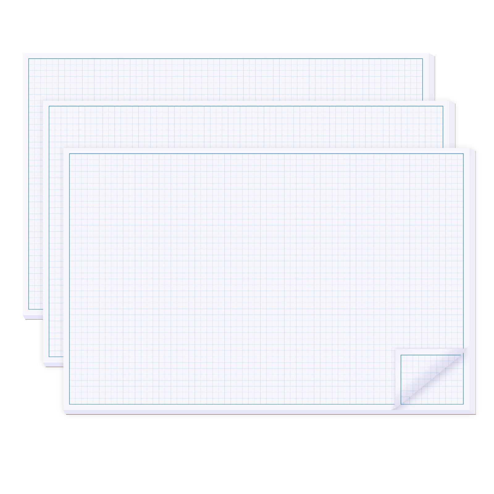 suituts 3 Pads 11X17 Inch Graph Paper, Large Grid Paper, Two Side Drafting Paper, Architect Graph Paper, Blueprint Paper(4 Squares Per Inch, 50 Sheets Each Pad)