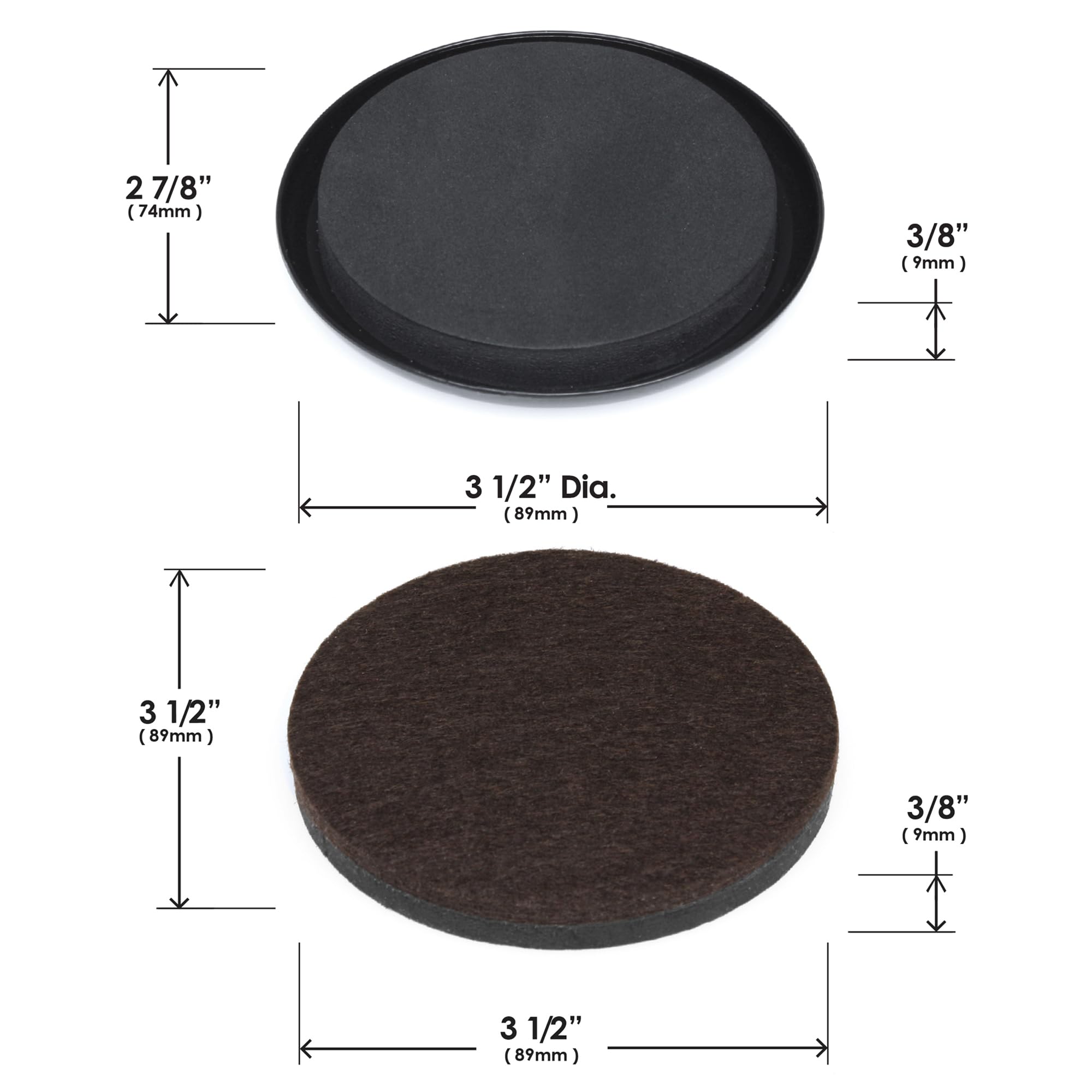 Slipstick GorillaSliders Premium 89mm Furniture Sliders for All Floor Surfaces (16 Piece Moving Kit) Reusable 3.5” Round Furniture Movers for Sliding Furniture on Hardwood & Carpet, Black