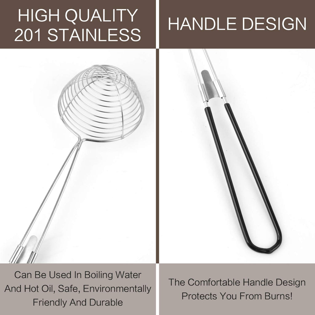 9 Pieces Stainless Steel Spider Strainer Spoon Small Wire Skimmer Colander with Handle for Hot Pot, Tortellini and Meatball