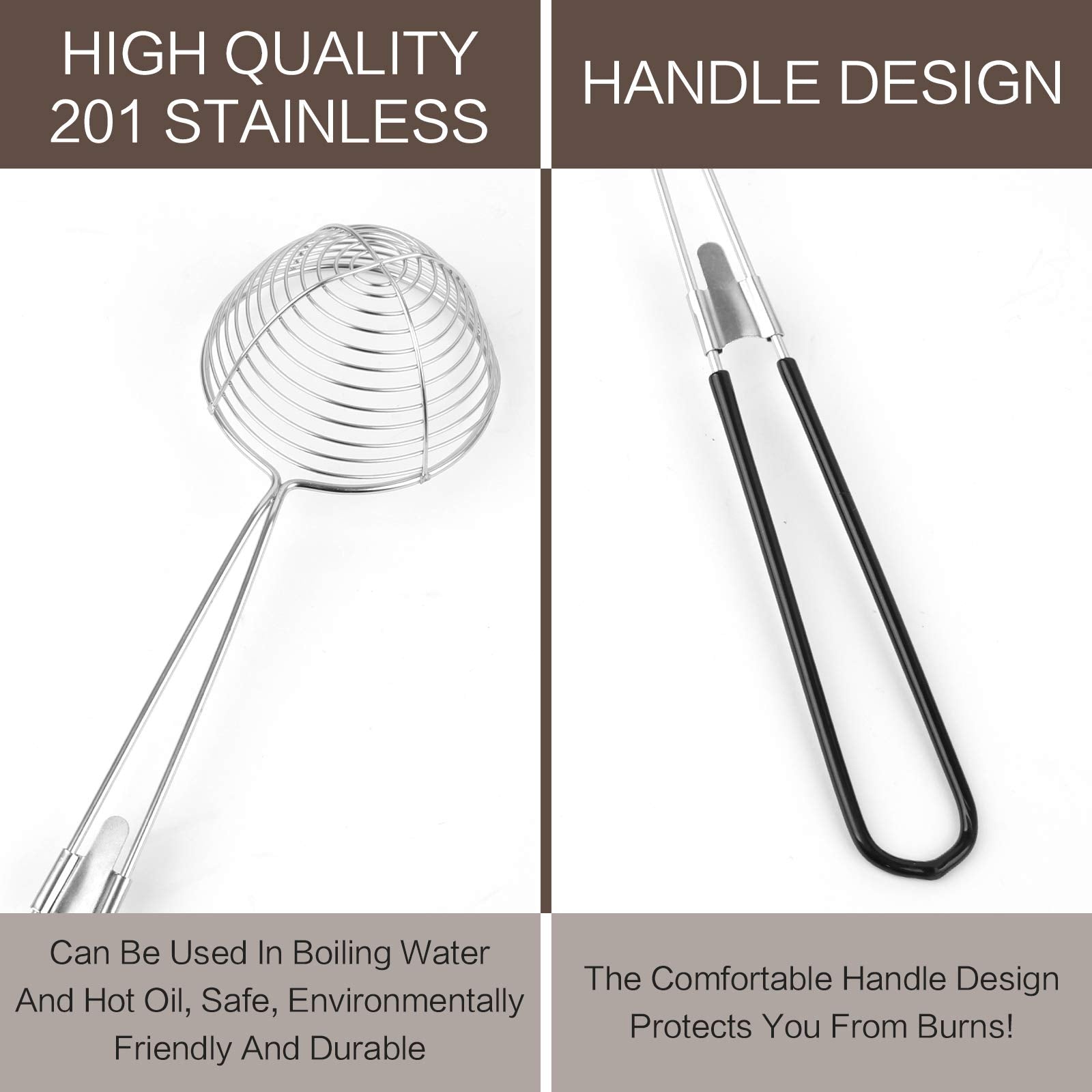 9 Pieces Stainless Steel Spider Strainer Spoon Small Wire Skimmer Colander with Handle for Hot Pot, Tortellini and Meatball