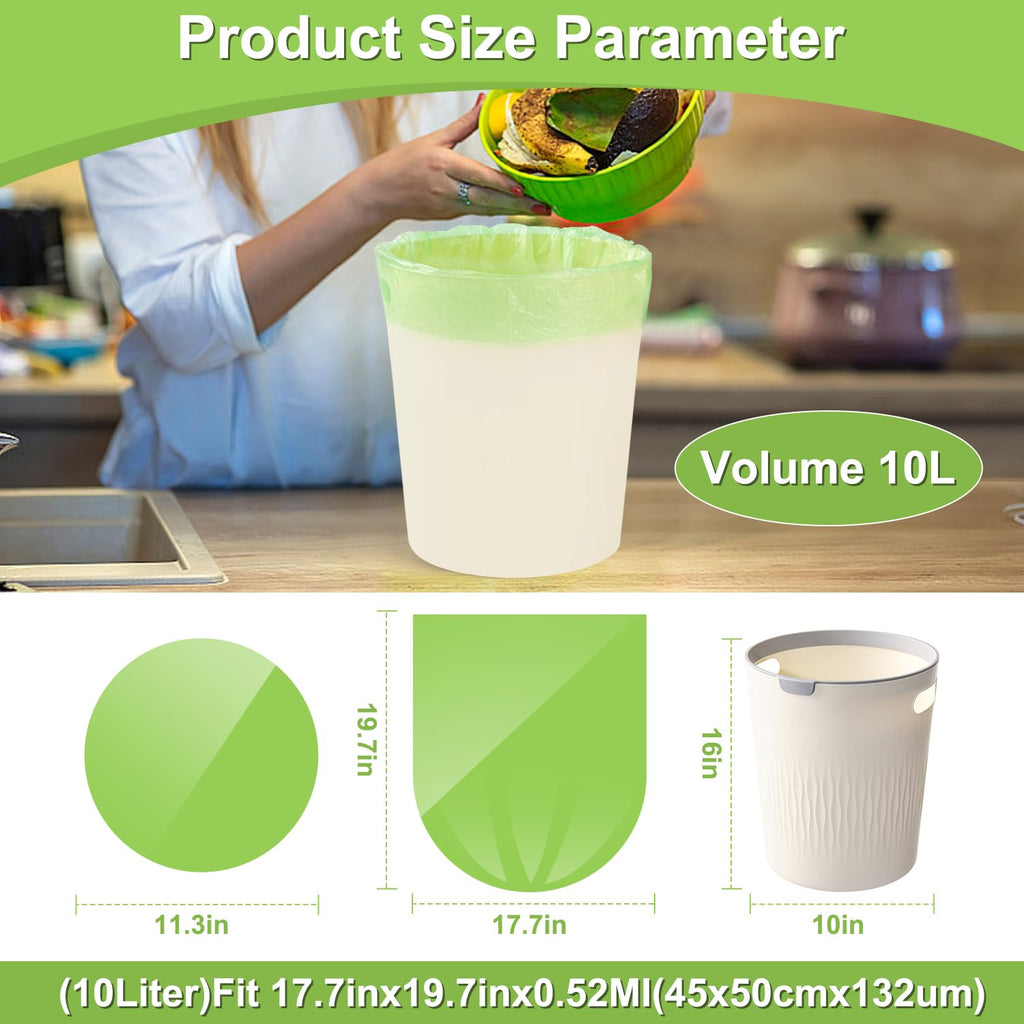 2.6 Gallon Trash Bags 200 Count, Garbage Bags, Recyclable Kitchen Garbage Bags, Suitable for Yard Trash Cans, Offices, Lawns, Bathrooms, Outdoor, Camping