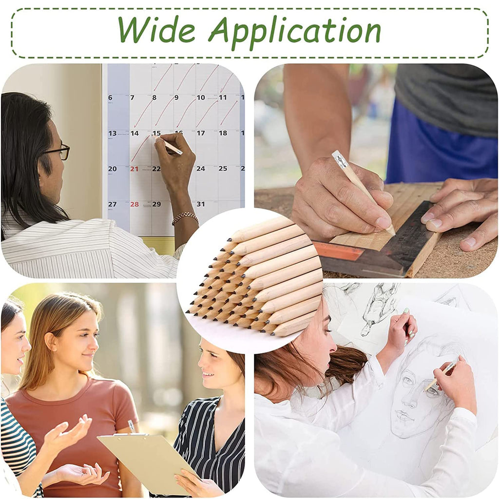 CAVLA 100 Pcs Golf Pencils, Mini Pencils, Half Pencils with Eraser, Short Round Pencils, Mini Wood Pencils Round Pencils Short Wood Pencils for Preschoolers Toddlers Kindergarten School Home