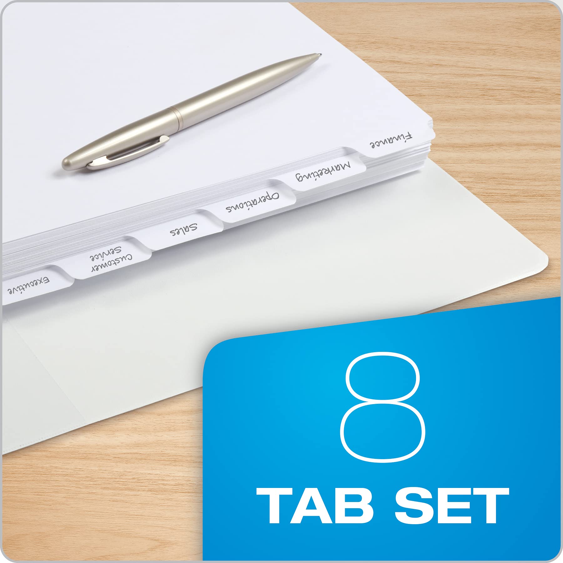 Oxford Binder Dividers, Blank Write-On, White, 1/8-Cut Tabs, Letter Size, 3-Hole Punched, 8 Tabs Per Set, 80 Dividers (10 Sets), for School, Office, and Home Organization