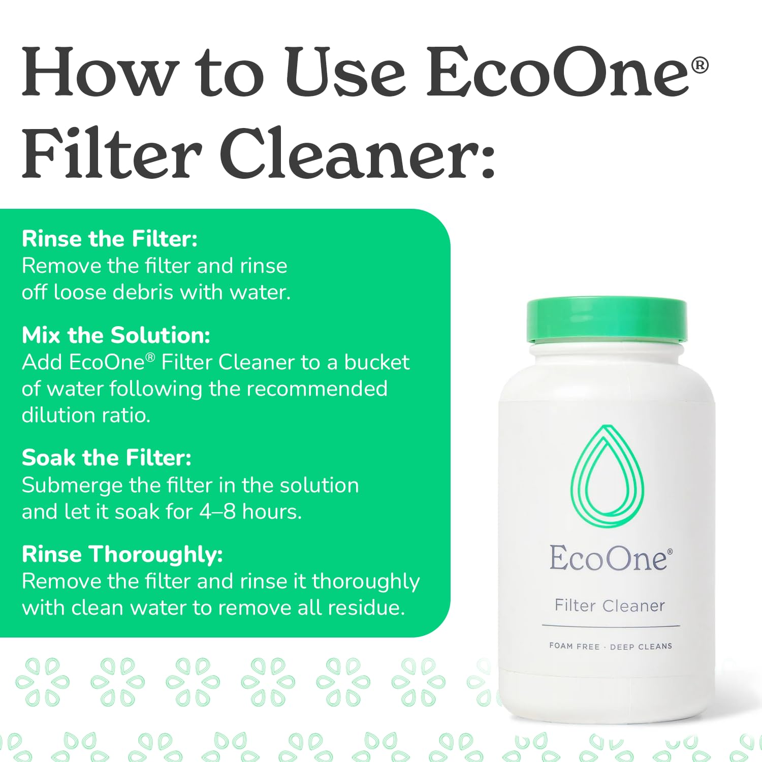 Filter Cleaner by EcoOne | All-Natural Spa & Hot Tub Filter Cleaner | Foam-Free, Chlorine-Free, & Phosphate-Free Spa Filter Cleaner | Prolongs Filter Life and Leaves No Residue, 8 Oz