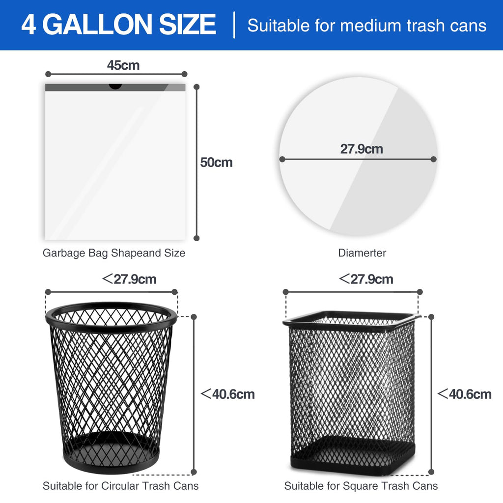 Charmount 210 Counts Small Garbage Bags -4 Gallon Drawstring Trash Bags for Bathroom, Kitchen, Bedroom, Office and Car, 10-15L Unscented,Semi-Transparent White