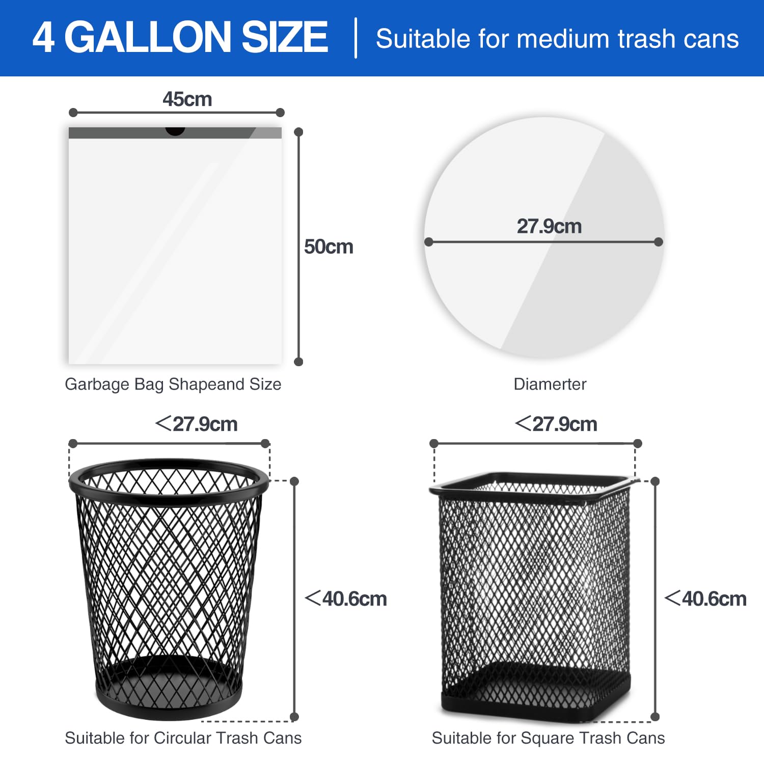 Charmount 210 Counts Small Garbage Bags -4 Gallon Drawstring Trash Bags for Bathroom, Kitchen, Bedroom, Office and Car, 10-15L Unscented,Semi-Transparent White