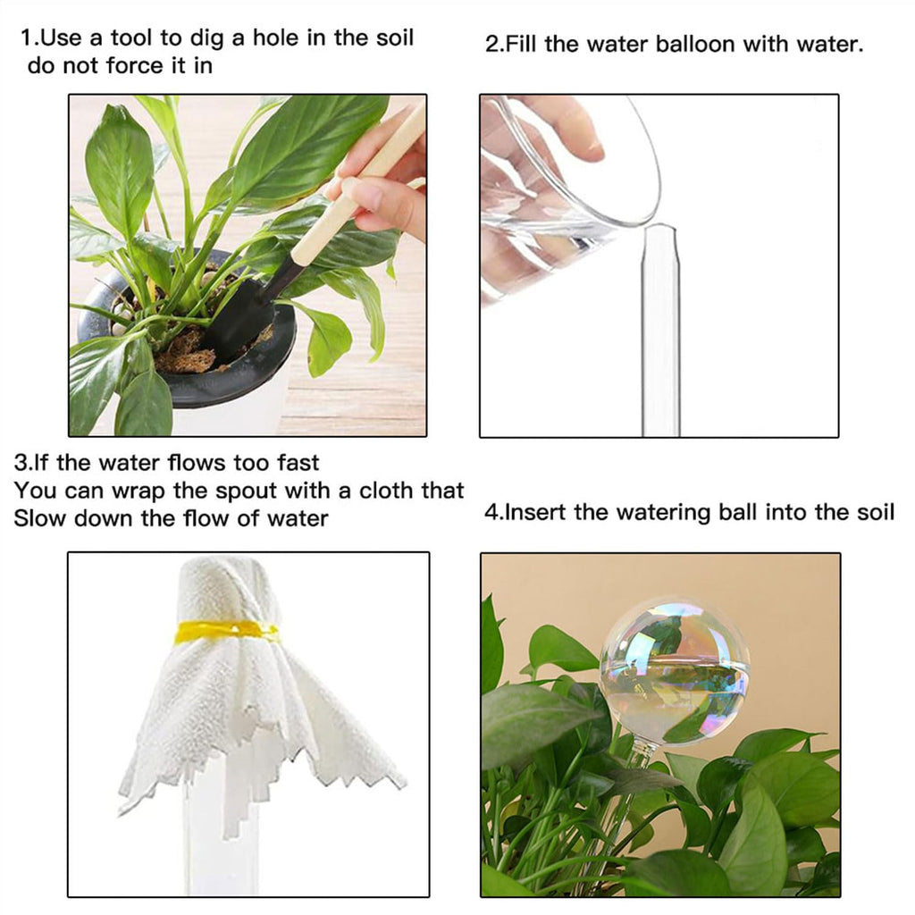 Vividaire 17 Oz 2 Weeks Glass Plant Watering Globes Large for Indoor Outdoor Potted Plants Self Watering Planter Insert Bulbs Water Plants While Away Vacation Devices (Iridescent Large 2-Pack)